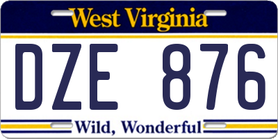 WV license plate DZE876