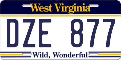 WV license plate DZE877