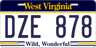 WV license plate DZE878