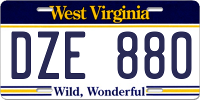 WV license plate DZE880