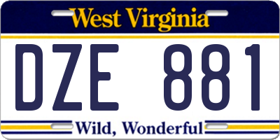 WV license plate DZE881