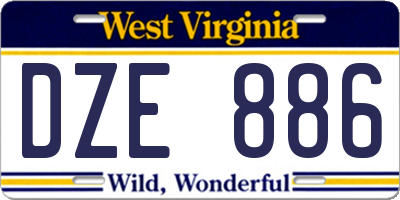 WV license plate DZE886