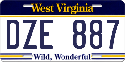 WV license plate DZE887