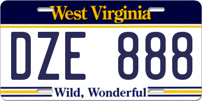 WV license plate DZE888