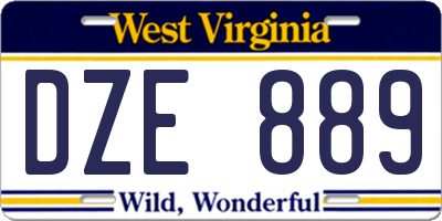 WV license plate DZE889