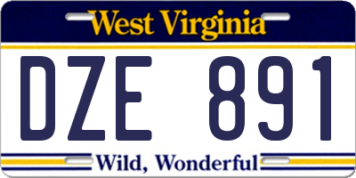 WV license plate DZE891