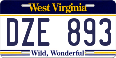 WV license plate DZE893