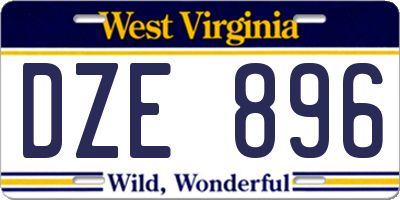 WV license plate DZE896