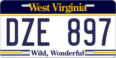 WV license plate DZE897