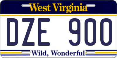 WV license plate DZE900