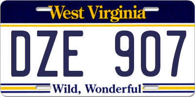 WV license plate DZE907