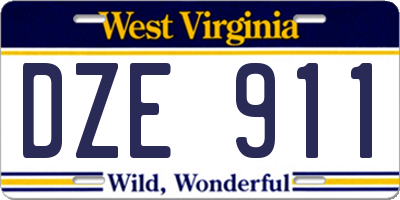 WV license plate DZE911