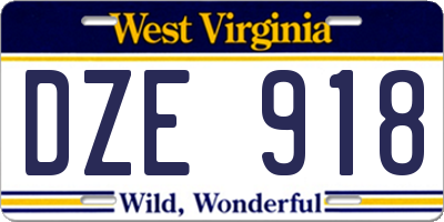 WV license plate DZE918