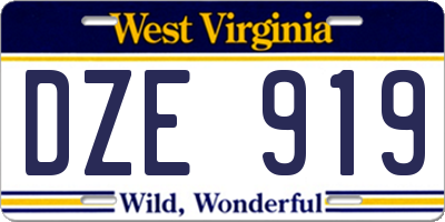 WV license plate DZE919