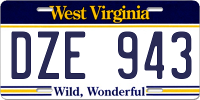 WV license plate DZE943