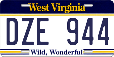 WV license plate DZE944