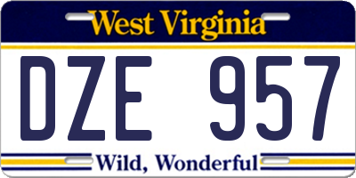 WV license plate DZE957
