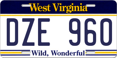 WV license plate DZE960