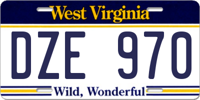 WV license plate DZE970