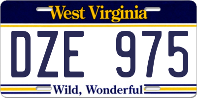 WV license plate DZE975