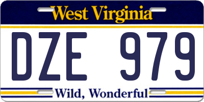 WV license plate DZE979