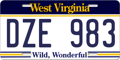 WV license plate DZE983