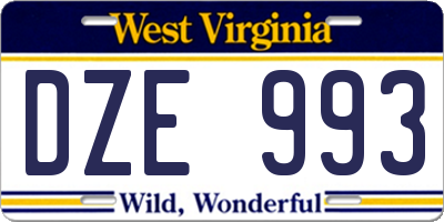 WV license plate DZE993