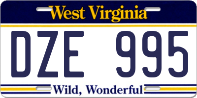WV license plate DZE995