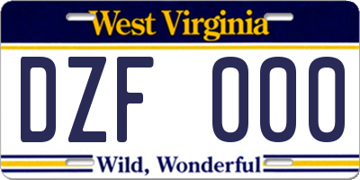 WV license plate DZF000