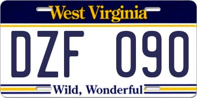 WV license plate DZF090
