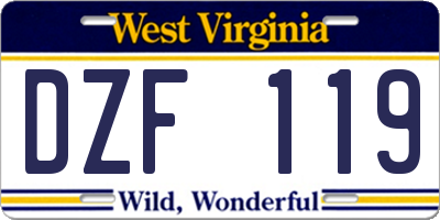 WV license plate DZF119