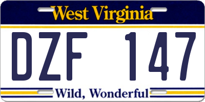 WV license plate DZF147
