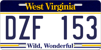 WV license plate DZF153