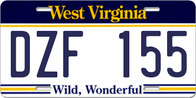 WV license plate DZF155