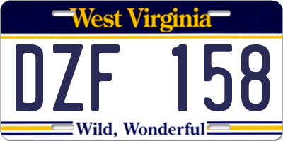 WV license plate DZF158