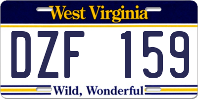 WV license plate DZF159