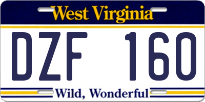 WV license plate DZF160