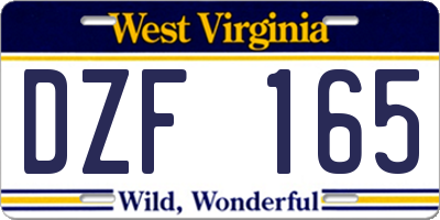 WV license plate DZF165