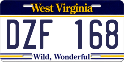 WV license plate DZF168