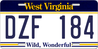 WV license plate DZF184