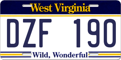 WV license plate DZF190