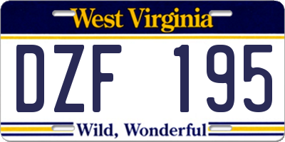 WV license plate DZF195