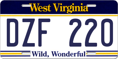 WV license plate DZF220