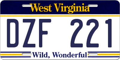 WV license plate DZF221
