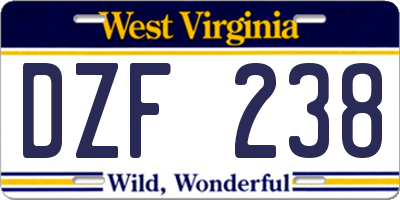 WV license plate DZF238
