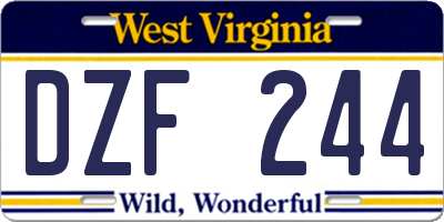 WV license plate DZF244