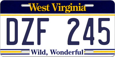 WV license plate DZF245