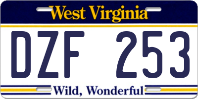 WV license plate DZF253