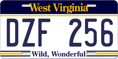 WV license plate DZF256