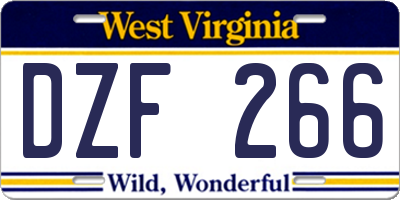 WV license plate DZF266